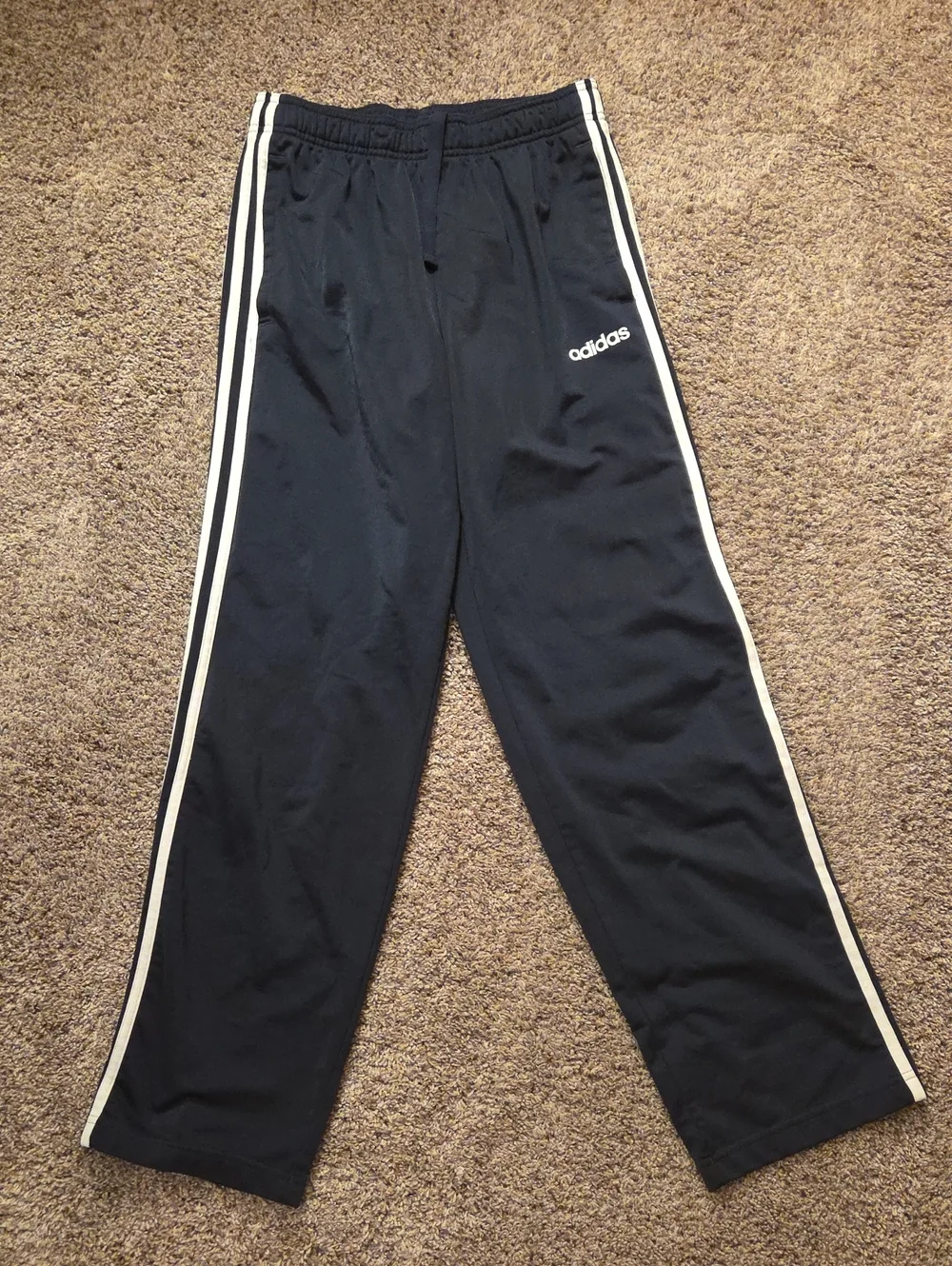 Adidas Men's Sweatpants Navy with White Side Stripes and Classic Logo Size Large